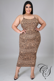 Chana Leopard Print Strappy Midi Dress