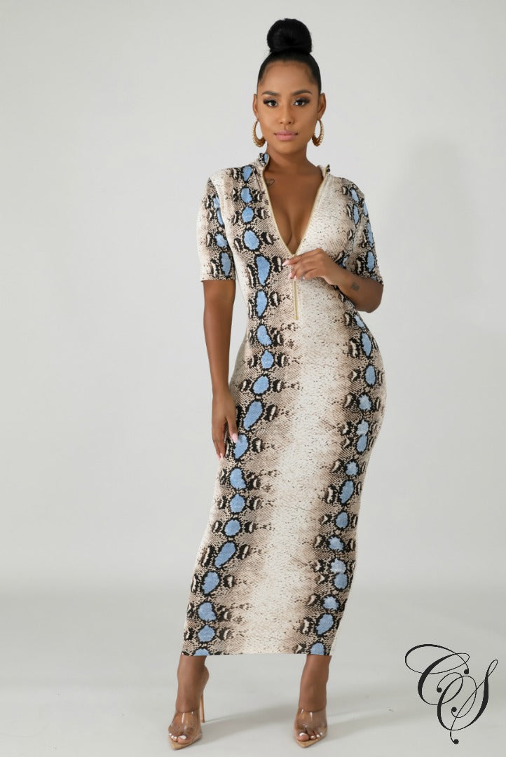 Chantel Snake Skin Midi Dress, Dresses - Designs By Cece Symoné