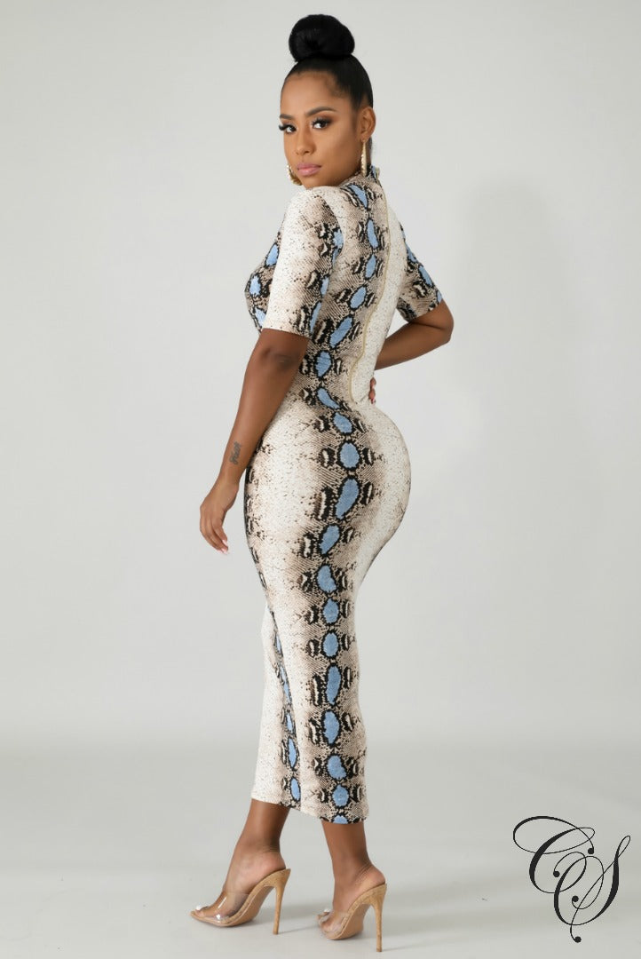 Chantel Snake Skin Midi Dress, Dresses - Designs By Cece Symoné