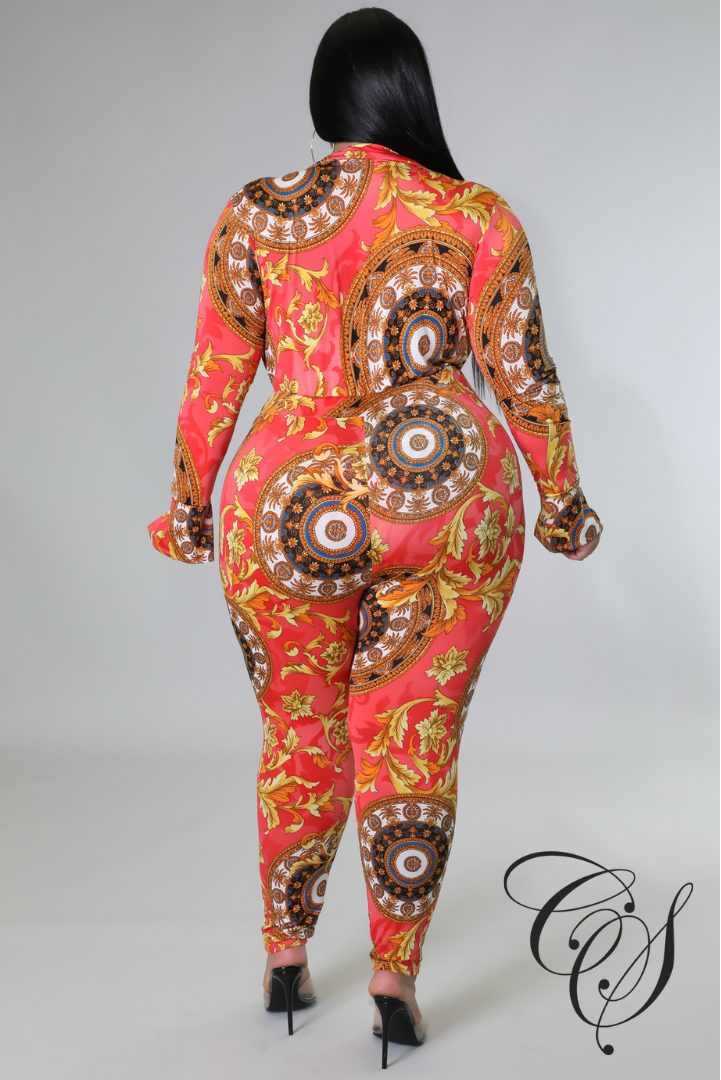 Charisma Baroque Print Bodysuit Legging Set