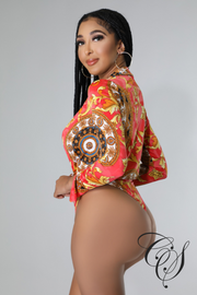Charisma Baroque Print Bodysuit Legging Set