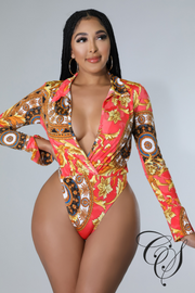 Charisma Baroque Print Bodysuit Legging Set
