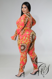 Charisma Baroque Print Bodysuit Legging Set
