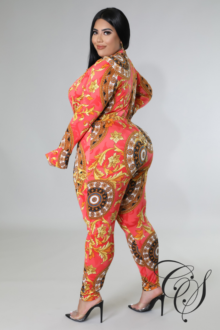 Charisma Baroque Print Bodysuit Legging Set