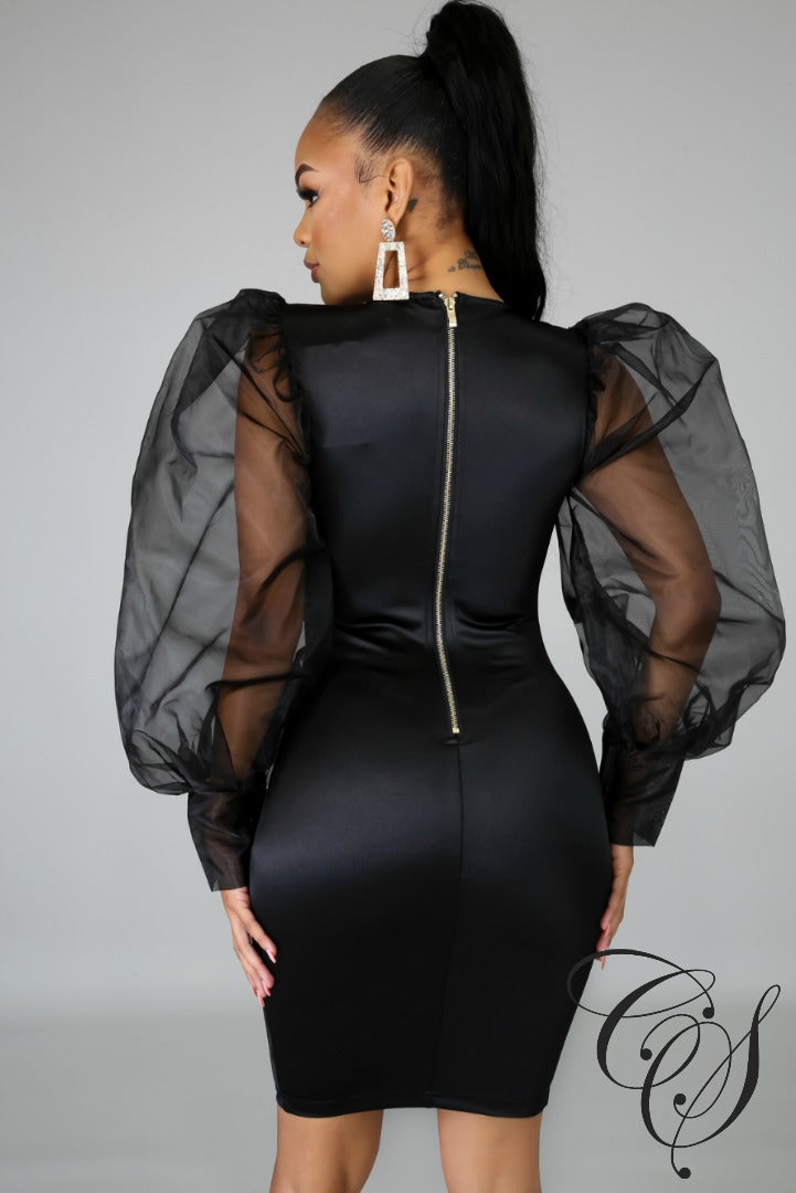 Charlee Organza Puff Sleeve Midi Dress – Designs By Cece Symoné