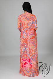 Charlette Marble Print Bathing Suit & Cardigan Set