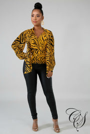 Penelope Pleated Tiger Top, top - Designs By Cece Symoné