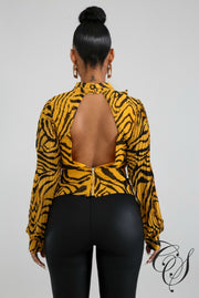 Penelope Pleated Tiger Top, top - Designs By Cece Symoné