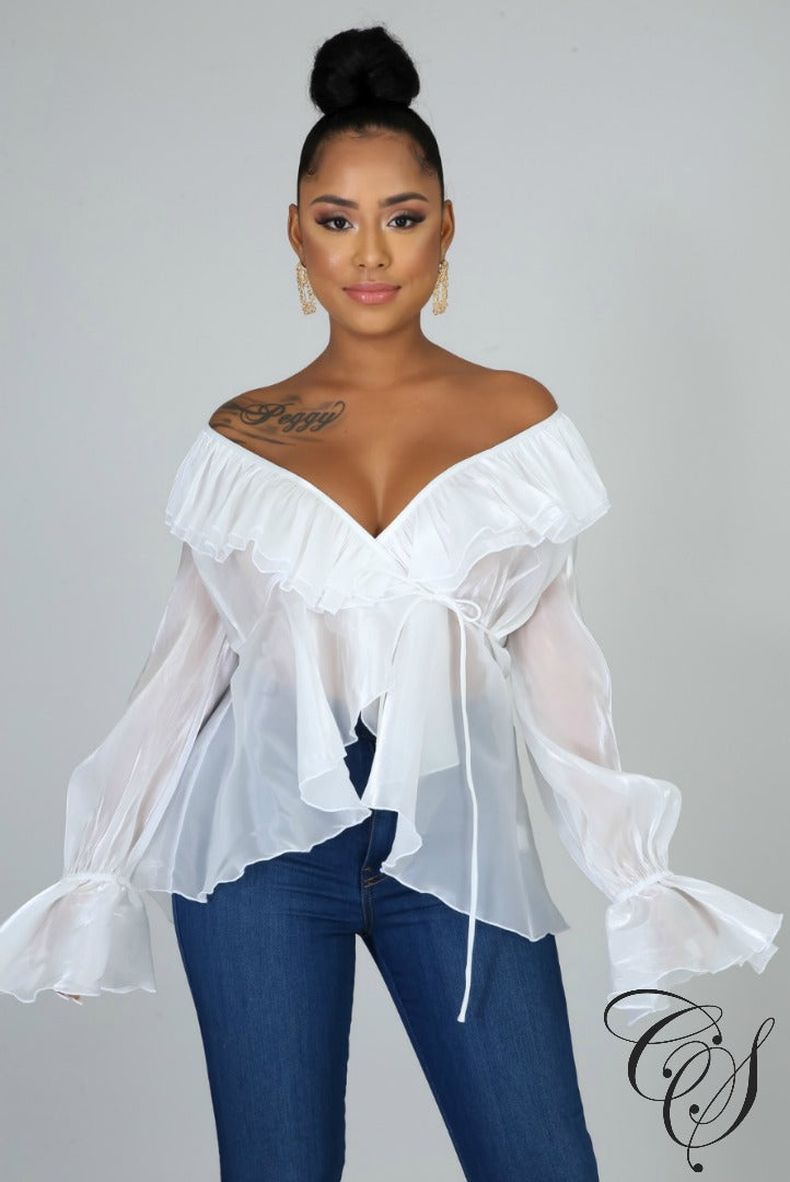 Chrystal Sheer Blouse, Top - Designs By Cece Symoné