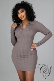Coraline Long Sleeve Ribbed Knitted Bodycon Mini Dress