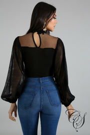 Coretta Sheer Puff Bodysuit, Bodysuit - Designs By Cece Symoné