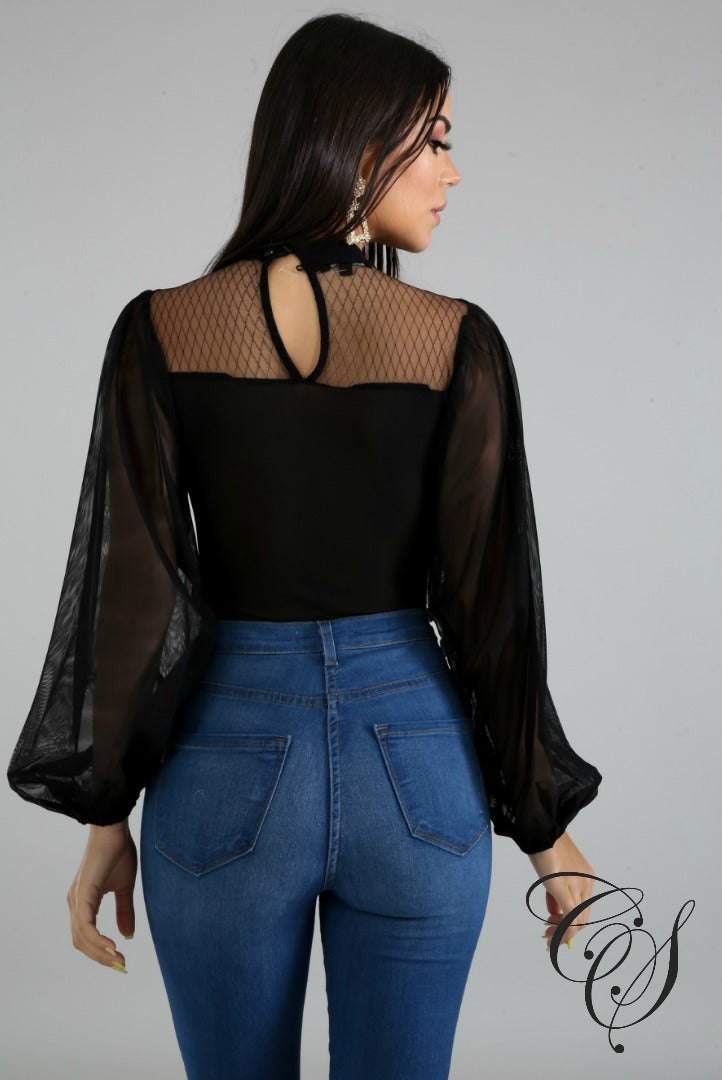 Coretta Sheer Puff Bodysuit, Bodysuit - Designs By Cece Symoné