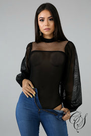 Coretta Sheer Puff Bodysuit, Bodysuit - Designs By Cece Symoné