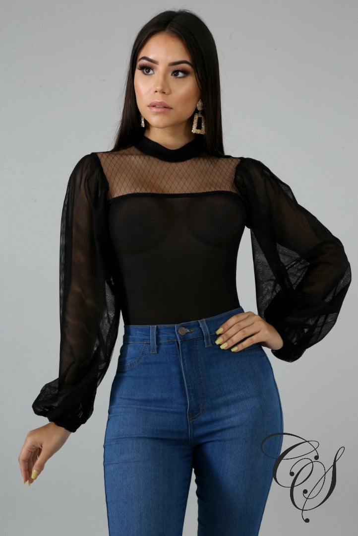 Coretta Sheer Puff Bodysuit, Bodysuit - Designs By Cece Symoné