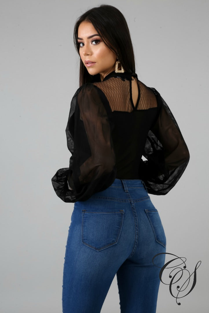 Coretta Sheer Puff Bodysuit, Bodysuit - Designs By Cece Symoné