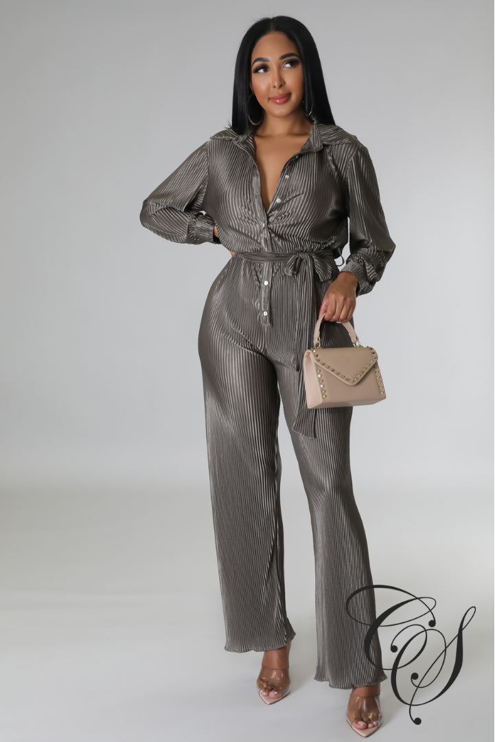 Dalan Pleated Flared Leg Jumpsuit