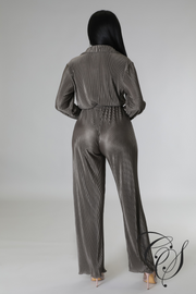 Dalan Pleated Flared Leg Jumpsuit