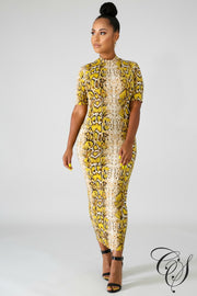 Darla Snake Print Midi Dress, Dresses - Designs By Cece Symoné