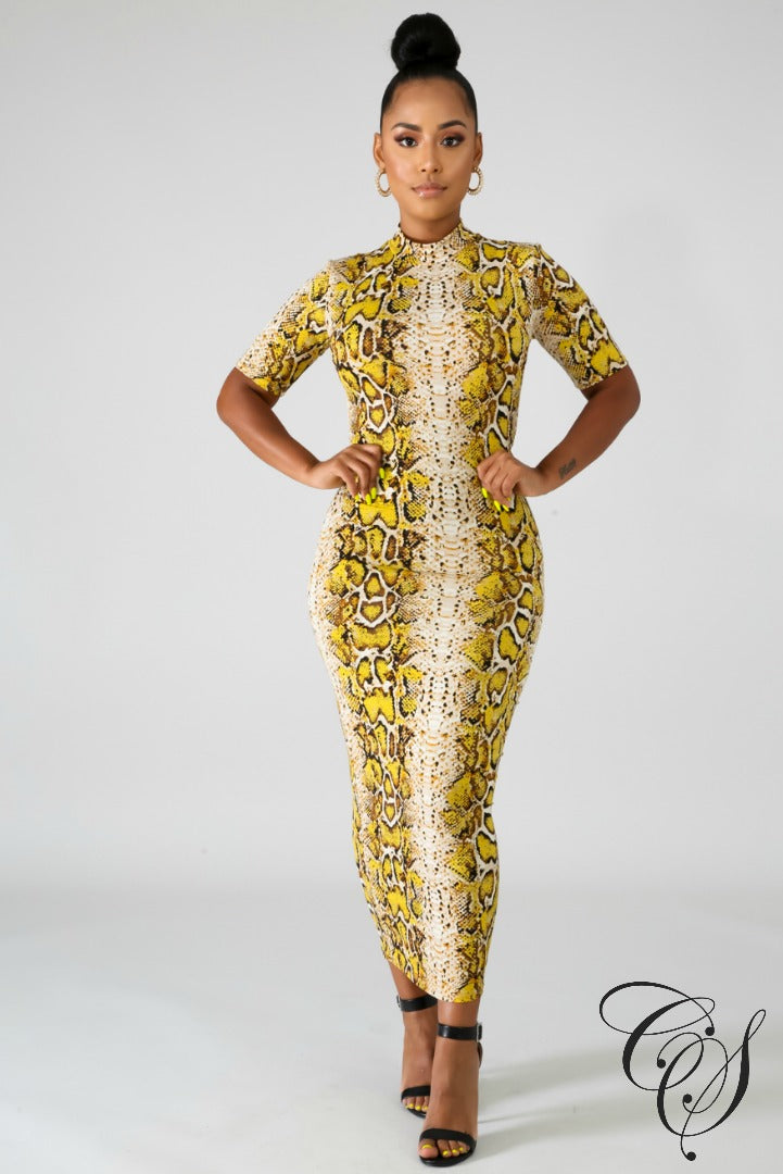Darla Snake Print Midi Dress, Dresses - Designs By Cece Symoné