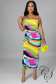 DeAnna Multi Abstract Print Bandeau Bodycon Dress