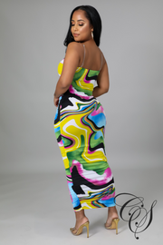 DeAnna Multi Abstract Print Bandeau Bodycon Dress