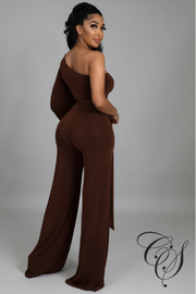 Deniece One Shoulder Tie Waist Jumpsuit