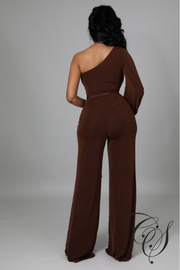 Deniece One Shoulder Tie Waist Jumpsuit