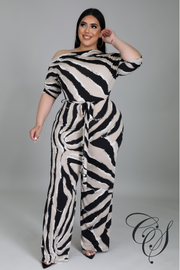 Denver Abstract Print One Shoulder Jumpsuit