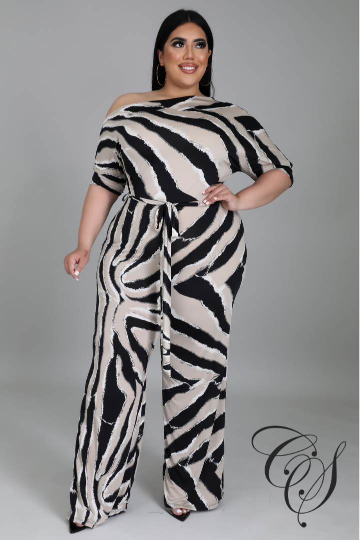 Denver Abstract Print One Shoulder Jumpsuit