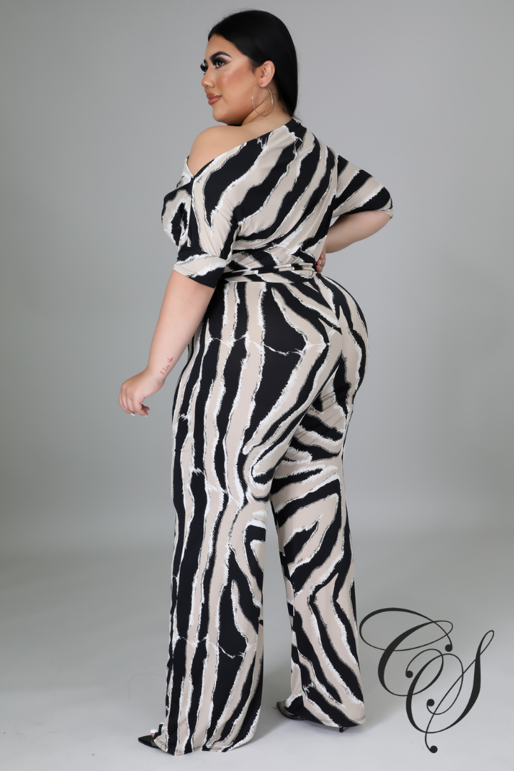 Denver Abstract Print One Shoulder Jumpsuit