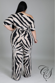 Denver Abstract Print One Shoulder Jumpsuit