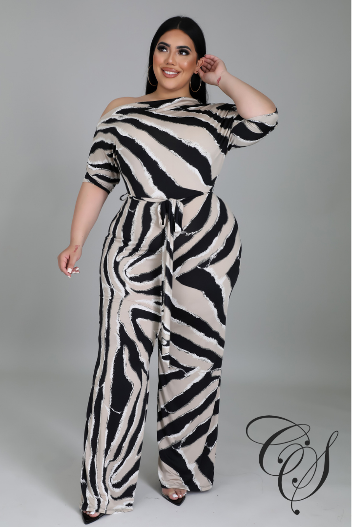 Denver Abstract Print One Shoulder Jumpsuit