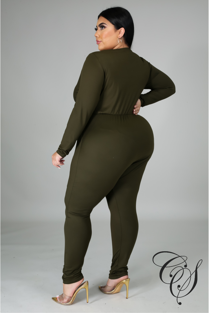 Dominique Faux Waist Tie Detail Jumpsuit