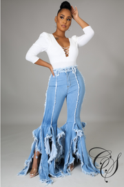 Dominique Ruffle Flare Jeans