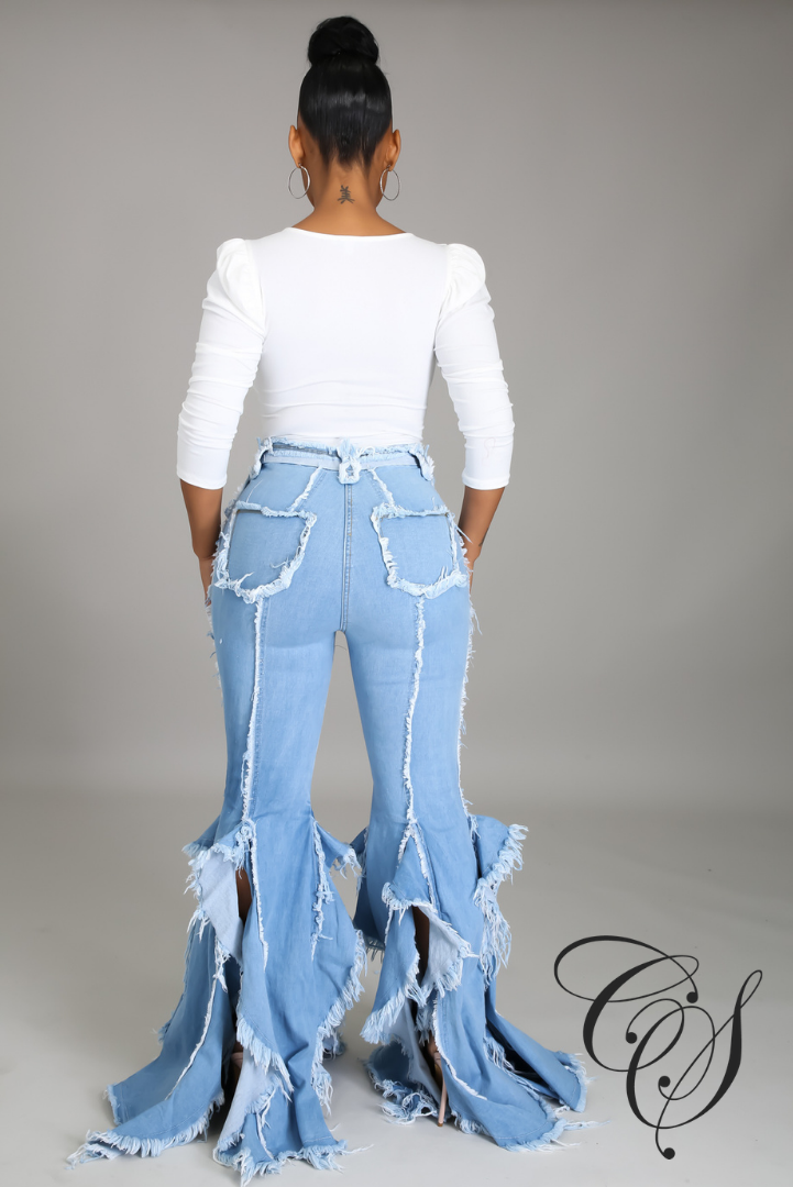 Dominique Ruffle Flare Jeans