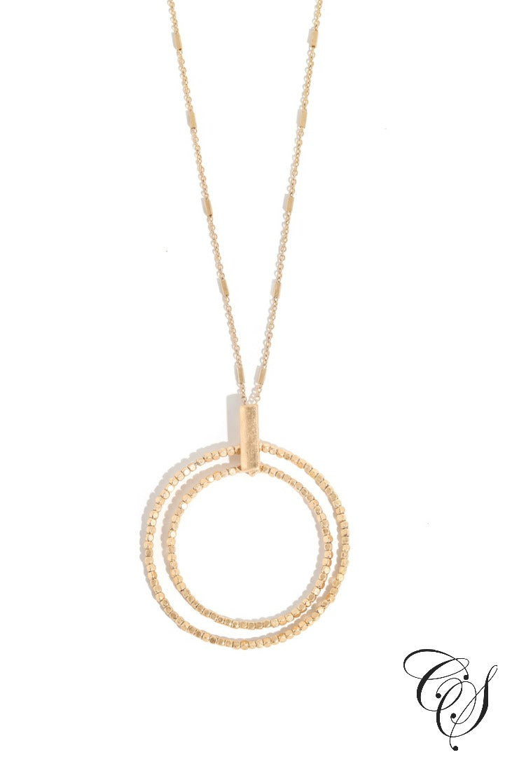 Dual Beaded Ring Pendant Necklace, Necklace - Designs By Cece Symoné