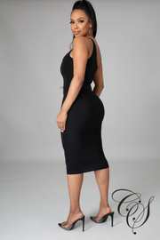 Eleanor One Shoulder Double Layer Midi Dress With Cut Out