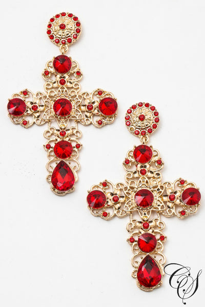 Elegant Gemstones Cross Earrings, earrings - Designs By Cece Symoné
