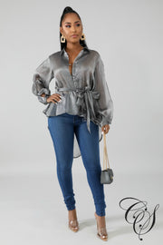 Eliana Shine Sheer Blouse, Top - Designs By Cece Symoné