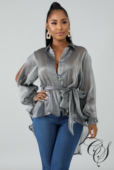 Eliana Shine Sheer Blouse, Top - Designs By Cece Symoné