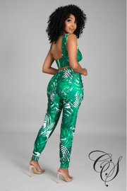 Elora Palm Printed Pant Set