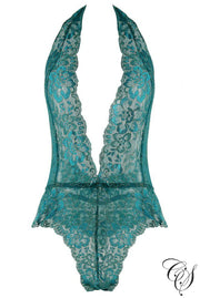 Emerald Floral Lace Teddy, Lingerie - Designs By Cece Symoné
