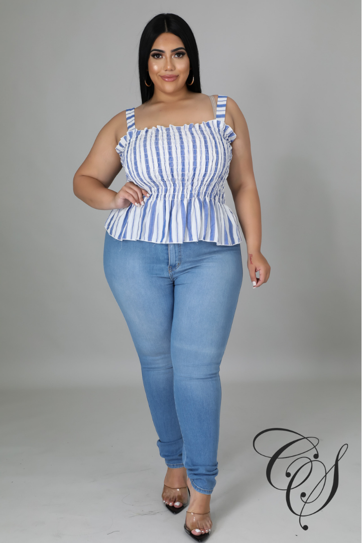 Etta Stripe Accordion Top