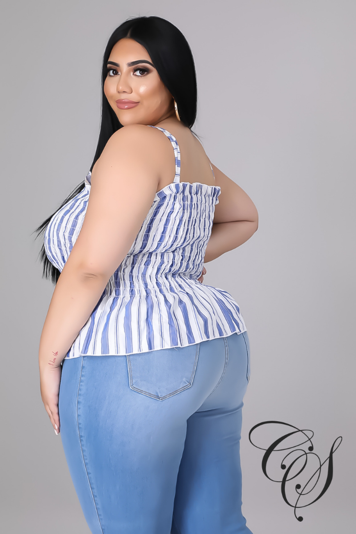 Etta Stripe Accordion Top