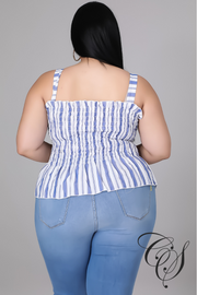Etta Stripe Accordion Top