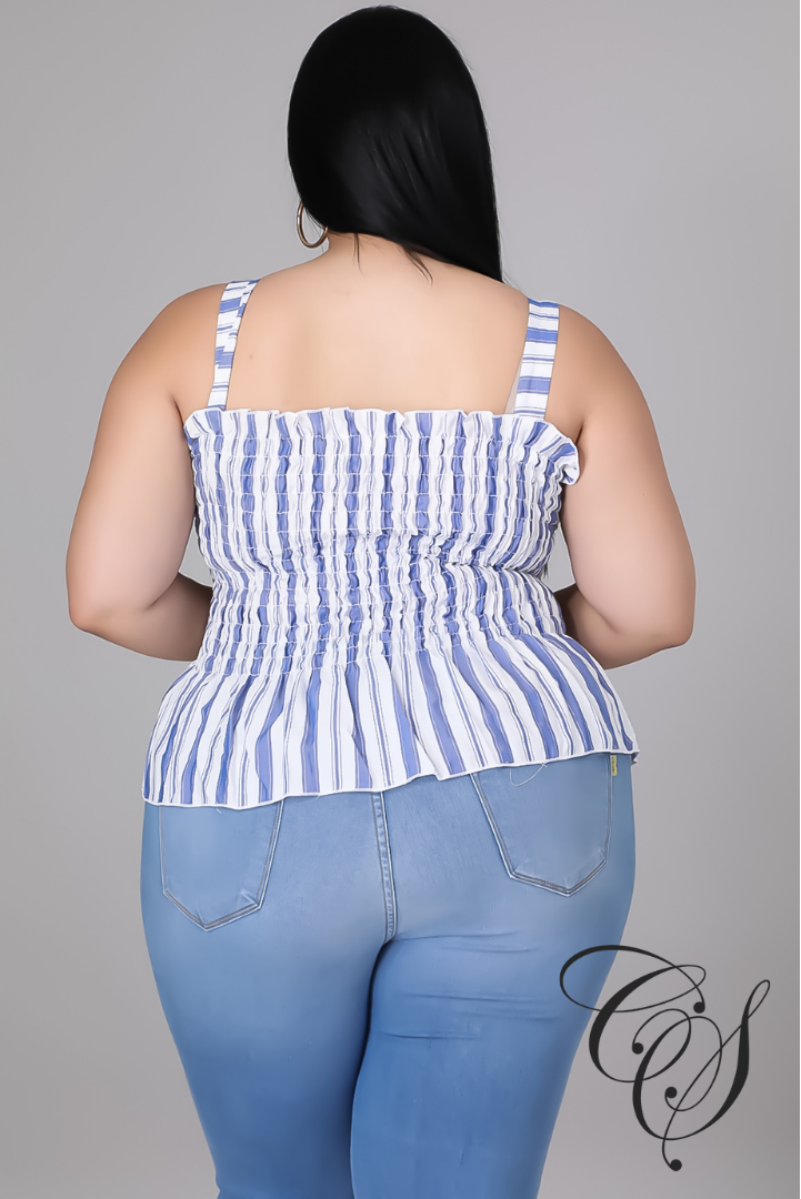 Etta Stripe Accordion Top