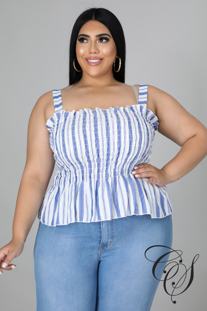 Etta Stripe Accordion Top
