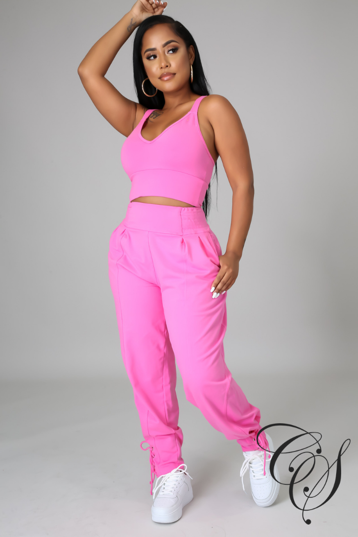Evona Crop Top with French Terry Baggy Pant
