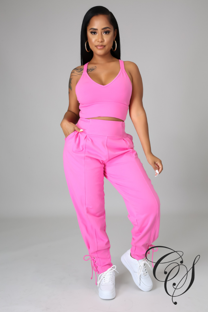 Evona Crop Top with French Terry Baggy Pant