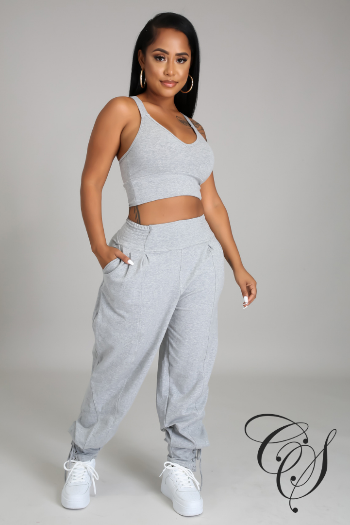 Evona Crop Top with French Terry Baggy Pant